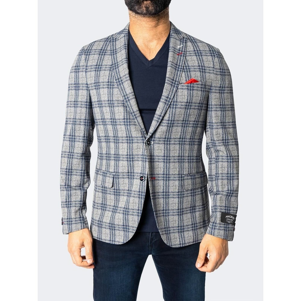 MACEOO Unconstructed Descartes Blazer Men M 42 Plaid Performance Italian Stretch